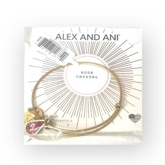 new Alex and Ani ꥟ Swarovski Crystal Birthstone Expandable Bangle ꥟ Gold + Pink - Picture 8 of 16